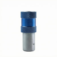 Blue Anodized Drill to Screwdriver Adapter Knurled Grip Male Thread to Hex Shank Adapter Metal Threaded Connector Compact