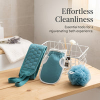 3Pcs Exfoliating Back Scrubber Towel with Handles for Adults, Washable Bath Glove and Mitt Set, Three Piece for and Showering