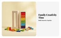 Wooden Stacking Block Toy Smooth Finish Tall Stacking Block Set Fine Motor Skills Storage Box Toy