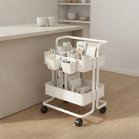 360° Swivel Wheels Rolling Utility Cart Space Saving Multi-Tier Storage Trolley High Load Capacity Wheeled Organizer Cart Heavy Duty for Crafters, Students, Kitchen, Office, Bathroom, Laundry Room
