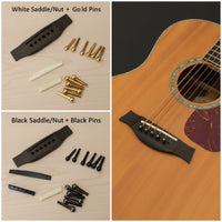 6 String Acoustic Guitar Bridge Kit Slotted Acoustic Guitar Bridge Good Intonation Hardware Easy to Install for Guitarists, Luthier, Instrument Restoration