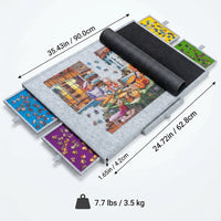 Portable Puzzle Table Board with Felt Material Surface for Kids and Family Games, Foldable Travel Mat Organizer with Sorting Trays