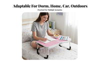 Foldable Bi-Fold Portable Table Space-Saving Bed Tray Multi-Purpose Lap Desk Lightweight for Travelers, Telecommuting Workers, Dorm Room, Home Office, Sofa, Floor