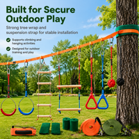 Outdoor Obstacle Course Kit Slackline Kit Backyard Tree Mounted Swing Rings Ball