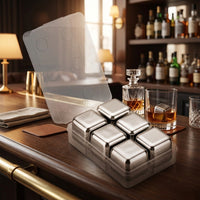 Home Bar Stainless Steel Whisky Stones Gift for Him, 12 Piece Bar Accessories Set for Men, Food Grade 304 Steel Metal, Easy to Clean Design
