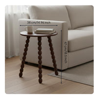 Round Bobbin Leg Table Compact Design Bobbin Leg Accent Table Multifunctional Vintage Design Nightstand for Bedroom