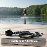 Padded Coiled Ocean Leash TPU Elastic Coiled SUP Leash Hook-and-Loop Water Sports Gear Metal Swivel