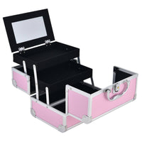 Makeup Case with Mirror Portable Makeup Box with Mirror Rigid-Construction Cosmetic Organizer   for Vanity Table