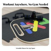 Non-Slip Surface Wooden Balance Board and Push up Kit Ergonomic Handles Push-up Board Core Strength Training Set for Beginners