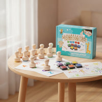 Wooden Alphabet Stamp Set Early Learning Wooden Letter Stamps Bright Alphabet Stamps for Young Learners, Homeschool