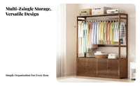 Space-Saving Self-Standingstanding Wardrobe with Shelves Multi-Functional Self-Standingstanding Wardrobe with Cabinet Multifunctional Design Clothing Rack Heavy-Duty for Students, Homeowners, Renters, Dorm Room, Entryway