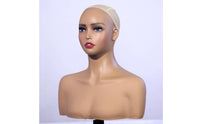 PVC Mannequin Bust Molded Mannequin Head with Shoulders Realistic Look Hairpiece Display Head for Photo Shoots