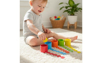 Color Sorting Cups Set Early Education Wooden Color Sorting Set Child Fine Movement Toy Child-Centered Inspired for Preschool