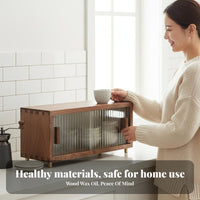 Fluted Glass Cabinet Dust-Proof Desktop Shelf Stackable Design for Countertop