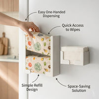 Bedroom Wall-Mounted Paper Towel Dispenser for Kitchen, Iron Rectangular Tissue Box Holder with Fridge Mount