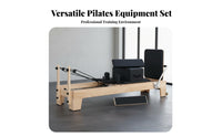 Pilates Reformer Bed Full Body Workout Maple Wood Reformer Adjustable Resistance Core Training Bed for Home Gym Users, Adults, Recovery Center