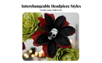 Skull Flower Headband Realistic Flowers Skull Flower Hairband Halloween Floral Headdress Universal Fit for Masked Festivity