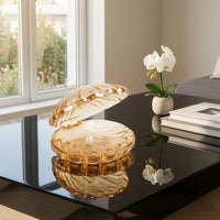 Clam Shell Ornament Reflective Crystal Clam with Pearl Romantic Sculpture for Bookshelf