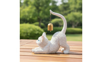 Cat Figurine with Bell Collectible Cat Figurine Cute Ornament for Collectors, Shelf
