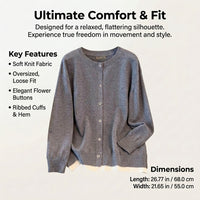 Women's Cardigan with Front Closure and Round Neck Design, Chunky Knit in Soft Viscose Fiber for Warmth