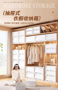 抽屉式收纳箱家用衣服放衣柜收纳盒整理盒衣物储物加厚透明塑料柜 13L:进深36*宽25.7*高13.2 透明1个【可视直观，找物方便】