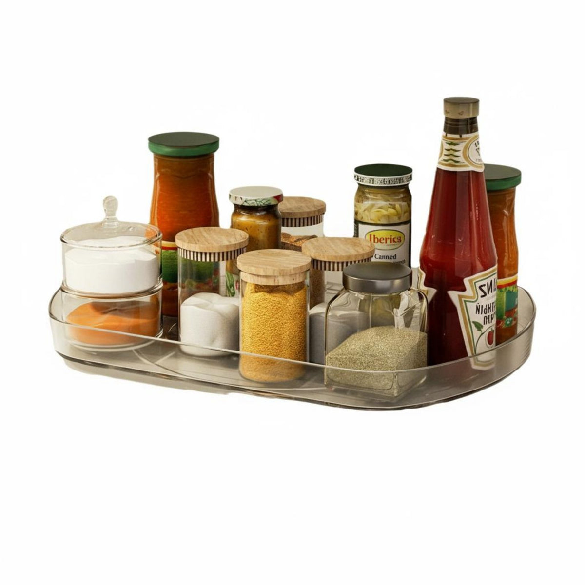 Easy Reach Rotating Seasoning Rack Raised Rim Rotating Seasoning Organizer Large Capacity for Kitchen, Countertop, Bathroom