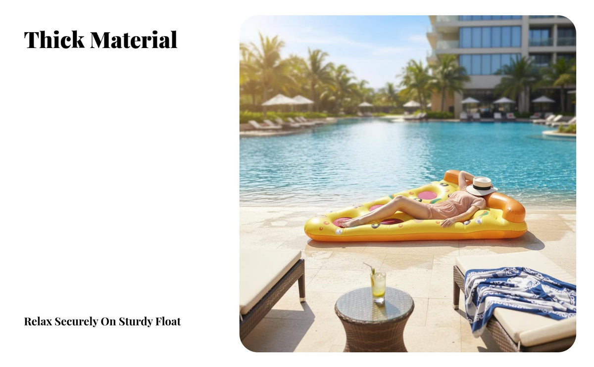 Pizza Slice Inflatable Lounger Fun Design Pizza Inflatable Lounger Material Oversized Meal Floatie for Adults, Teens, Beach, Summer Vacation, Lake
