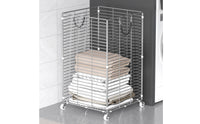 Large Capacity Stainless Steel Laundry Hamper Easy to Move Rolling Laundry Basket Metal Construction Mobile Clothes Storage Rack Rust Resistant for Bathroom, Bedroom