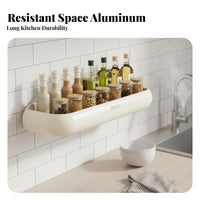 Drillwithout Drilling Installation Hanging Seasoning Rack Multi-Purpose Rounded Wall Holder Space-Saving Kitchen Organizer Large Capacity for Renters, Cooks, Homeowners, Pantry, over Countertop, Cabinet Door, Bathroom