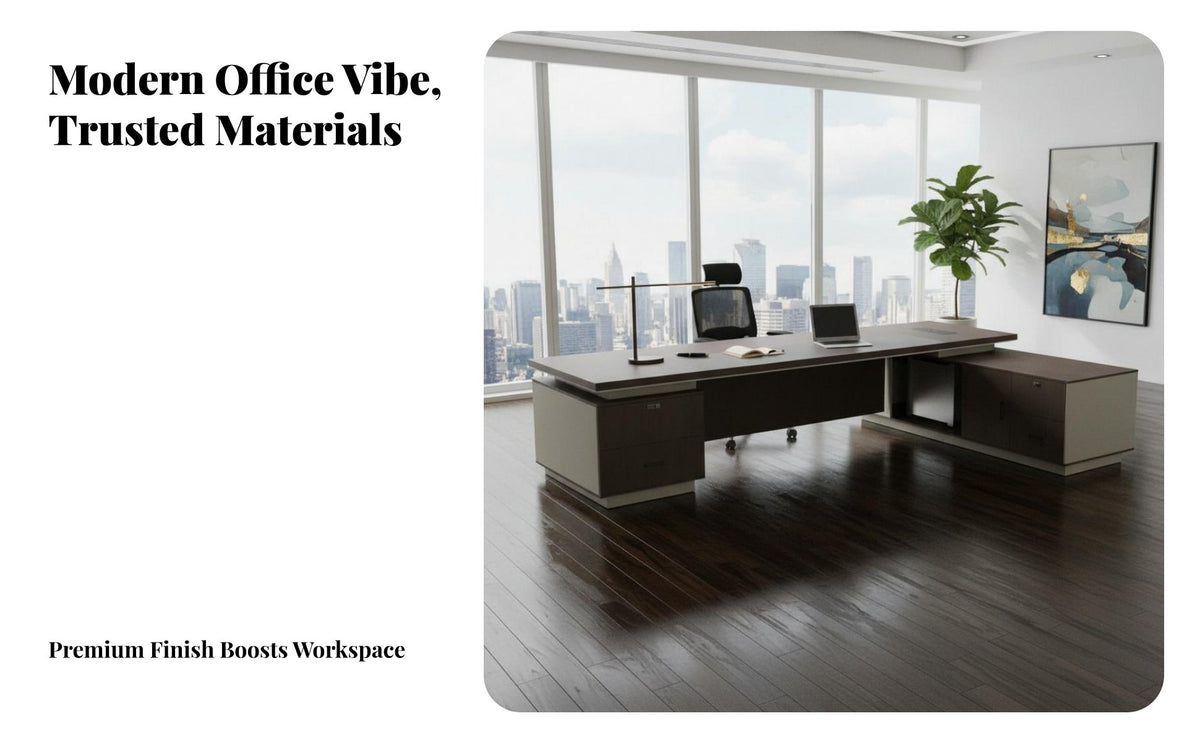 Head Table Thicker Desktop Large Head Desk with Cabinet Thickened Panels Executive Desk for Executives, Business Owners, Study Room, Reception Areas