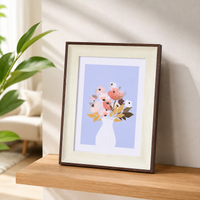 Photo Frame Newlyweds Tabletop Wall Mountable Resin Modern Minimalist Frame White Yellow Wood Grain