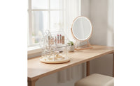 Rotating Cosmetic Organizer Clear Makeup Organizer with Rotating Base Compact Storage Shelf for Dressing Table