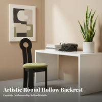 Solid Wood Frame Black Upholstered Dining Chair Floor Protectors Key Back Dining Chair for Interior Design Enthusiasts, Homeowners, Renters, Study Room