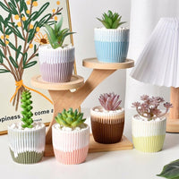 Plant Pots and Flower Pots Set of 6, Fluted Texture Small Plant Pots for Home Office, Indoor Garden Pots, Simple Creative Garden Decoration