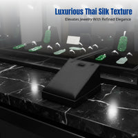 Thai Silk Jewelry Display Stand, Black suede, multi-shape holder for necklaces, rings, bracelets, crystals, ornamental stones