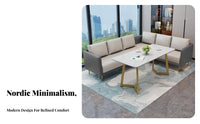 Nordic Design Negotiation Table and Sofa Set Long-Lasting Reception Seating Sturdy Construction Commercial Furniture High-Density Foam Cushion for Business Owners, Interior Designers, C Cream Ee Shop, Beauty Salon, Waiting Room, Lounge