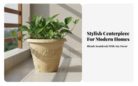 Long-Lasting Thickened Plastic Plant Pot Versatile Large Decorative Planter Portable Embossed Plastic Pot Drainage Holes for Balcony, Garden, Outdoor, Indoor