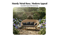 3 Pieces Handwoven Design 3-Piece Wicker Patio Set All-Weather Woven Armchair and Table Set Washable Cushions Outdoor Furniture Waterproof for Homeowners, Couples, Hospitality Business Owners, Balcony, Courtyard, Garden, Backyard
