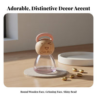 Gold Bean Storage Bottle Miniature Size Wooden Lid Mini Jar Cute Doll Figure Bottle House Decoration for Desktop, Shelf Display