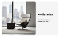 Nordic Aesthetic Geometric rotating Armchair Sculptural Form rotating Chair with Footstool Ergonomic Design Indoor Seating dense Foam for Home Workers, Interior Designers, Living Room, Bedroom, study alcove, Reception Area