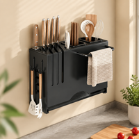 Kitchen Storage Rack, Magnetic Type, Kitchen Tool Storage, Slide-Type, Seasoning Rack, Black