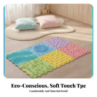 6 Pieces TPE Interlocking Sensory Tile Anti-Slip Foot Massage Tile Washable Sensory Mat Easy to Clean for Children