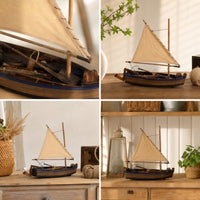 Model Sailboat with Cloth Sails Marine Sailing Boat Model Rustic Desktop Ornament for Desk