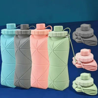 Heat-Resistant Collapsible Water Bottle Food-Grade Silicone Water Bottle Space-Saving for Travelers, Campers, Outdoor, Camping