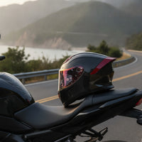 Carbon-Fiber-Look Full-Face Motorcycle Helmet Aerodynamic Motorcycle Helmet with Visor Streamlined DOT Approved for Commuters, Road Riding, Touring