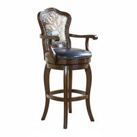 Vintage Design rotating Counter Stool with Backrest Upholstered Seat Bar Chair Built-in Footrest Seating Furniture Ergonomic for Salon Owners, Restaurateurs, Homeowners, Kitchen Island, Restaurant, Bistro, Dining Room