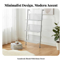 Foldable Multi-Tier Display Rack Sturdy Frame Magazine Holder Adjustable Height