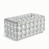 Tissue Box Cover Acrylic Tissue Box with Feet Tabletop Organizer Crystal-Cut Holder Rectangular for Vanity, Coffee Table