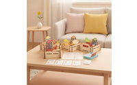Grocery Store Toy Set Solid Wood Imitation Groceries Set with Crates Educational Pretend Supermarket for Preschoolers, Young Children, Playroom