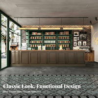 Vintage Design Checkout Counter Thickened Tabletop Lacquered Front Desk Large Storage Coffee Area Shop Service Bar for Cafe Owners, Hotel Lobby, Salon